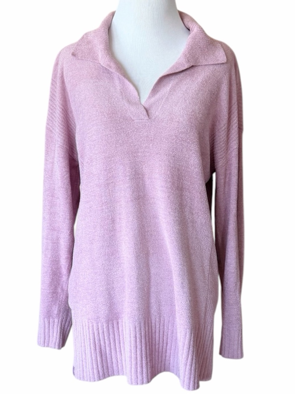 BAREFOOT DREAMS CozyChic Ultra Lite Pink Pullover Collared Sweater
